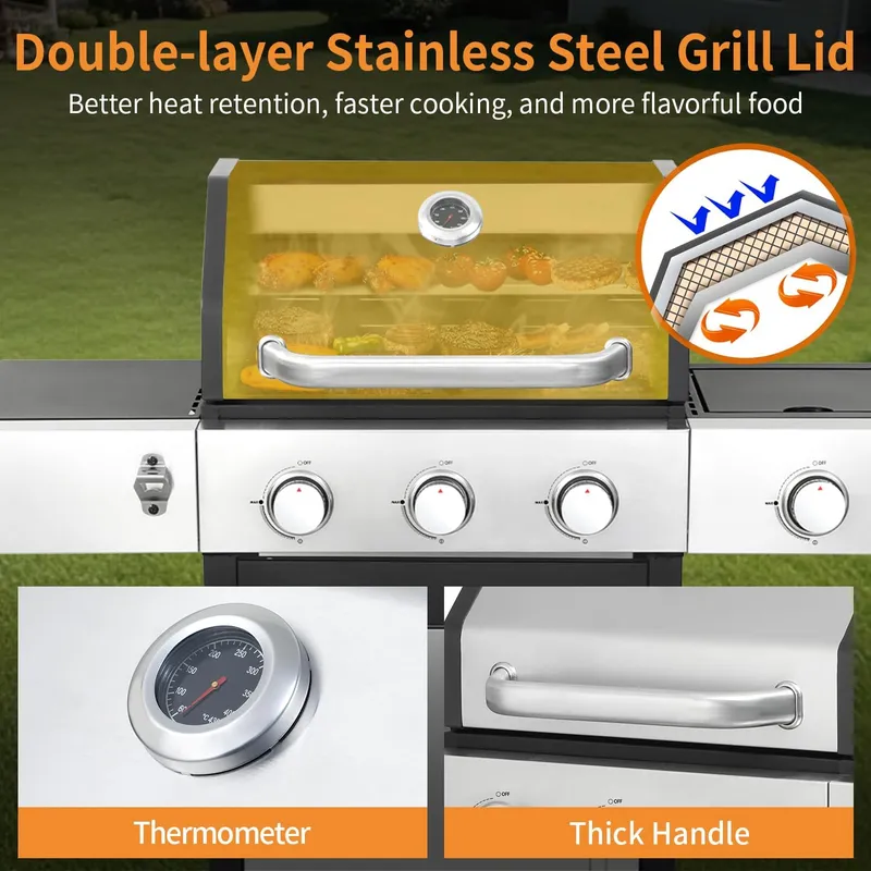 GRILL DEPOTS 39,000 BTU Outdoor BBQ Grill with Side Burner